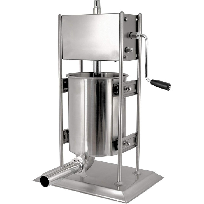 Професійна машина для наповнення ковбас Zelsius з нержавіючої сталі (3 літри, срібло) чотири різні труби для наповнення, наповнювач для ковбас, прес для ковбас, ковбасна машина з 2-швидкісним редуктором, вентиляційним клапаном і рукояткою