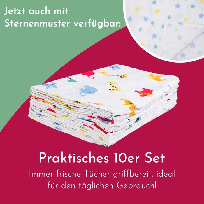 Набір рушників для дітей 10 шт.  80 x 80 см Clinotest