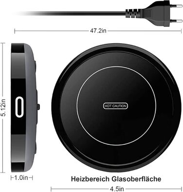 Електричний підігрівач для чашок 19 Вт, чорний BESTINNKITS