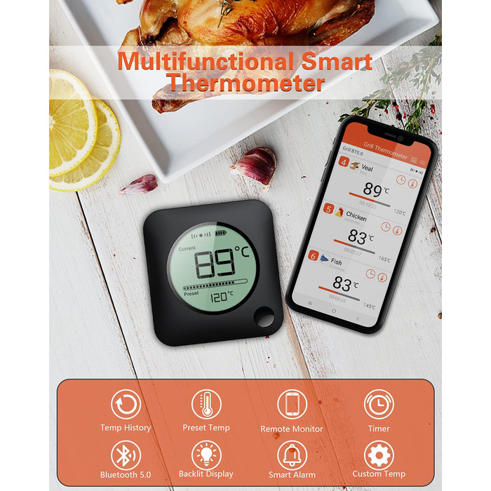 Термометр для м'яса з 4 зондами з нержавіючої сталі BFOUR