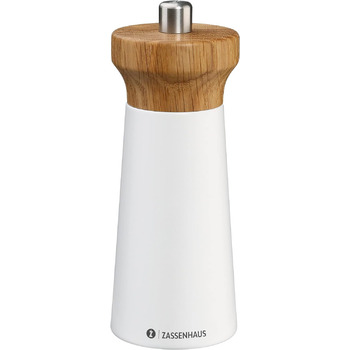 Чорна/букова деревина Головка млина з деревини дуба з плавним регулюванням високопродуктивної керамічної шліфувальної машини Млин для спецій для перцю 14 см, Ø 5,4 см (Білий/Дуб)