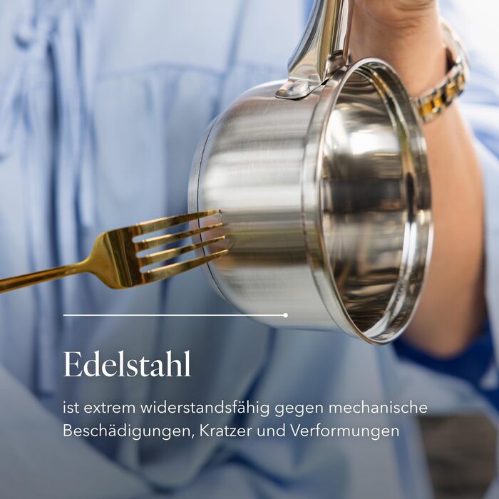 Набір посуду FLORINA 4 предмети Нержавіюча сталь 18/0 Кришка із загартованого скла Для індукційних, газових, електричних та керамічних варильних поверхонь Можна мити в посудомийній машині Високоякісний набір посуду для кожної кухні (8 предметів, Harry)