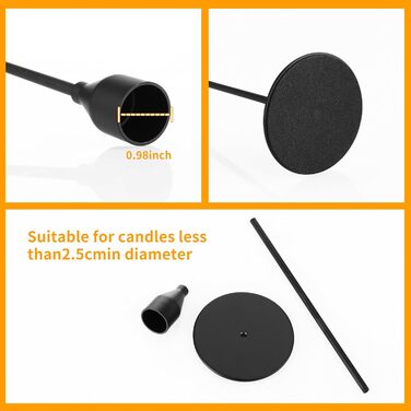 Елементний металевий свічник, 33/28/23 см, тривимірний свічник-конус, елегантний свічник-конус у ретро-стилі для весіль, вечерь при свічках, вечірок, днів народження, домашнього декору (чорний), 6-