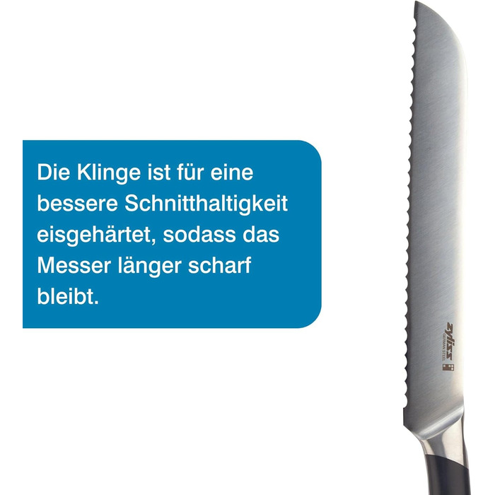 Ніж для хліба Zyliss E920268 Comfort Pro, німецька нержавіюча сталь, чорна ручка, кухонний ніж, можна мити в посудомийній машині, гарантія 25 років