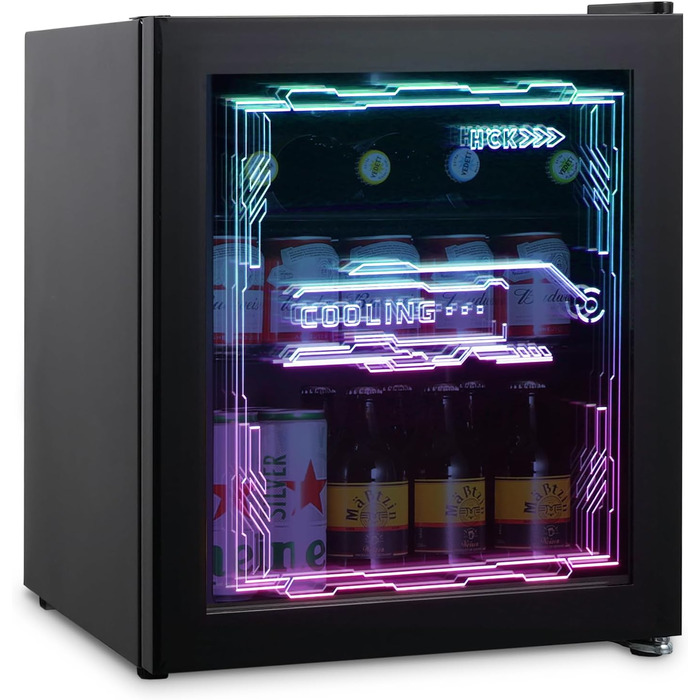 Міні-холодильник зі світлодіодним освітленням 48 л чорний HCK