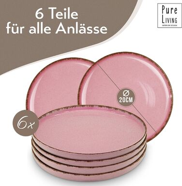 Набор посуды из керамогранита на 6 персон рустик 24 предм. - Набор посуды в деревенском стиле, можно мыть в посудомоечной машине - Набор мисок и тарелок - Посуда Pure Living (маленькие тарелки (6x), розового цвета)