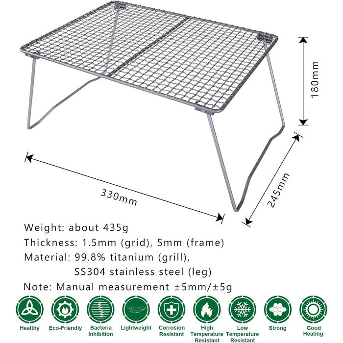 Безграничный Вояж Сверхлегкий Прочный Сверхмощный Титановый Древесный Уголь Барбекю Решетка Для Гриля На Открытом Воздухе Походы Кемпинг (Ti15160B )