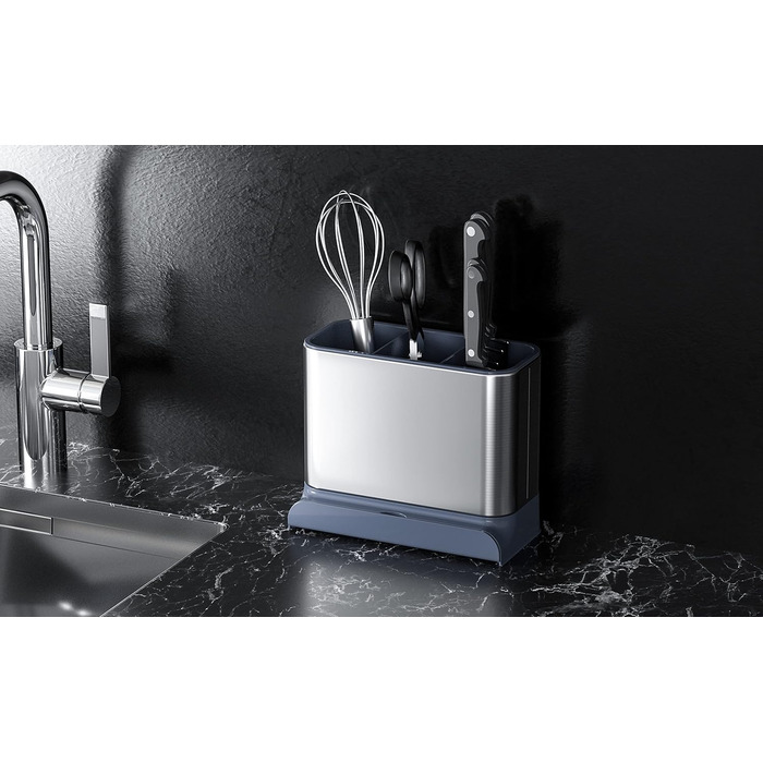 Органайзер для посуду APEXCHASER, дозатор мила з тримачем для губки, органайзер для раковини з нержавіючої сталі, мийка з нержавіючої сталі, кухонний органайзер Піддон для крапель для кухні (без ручки)