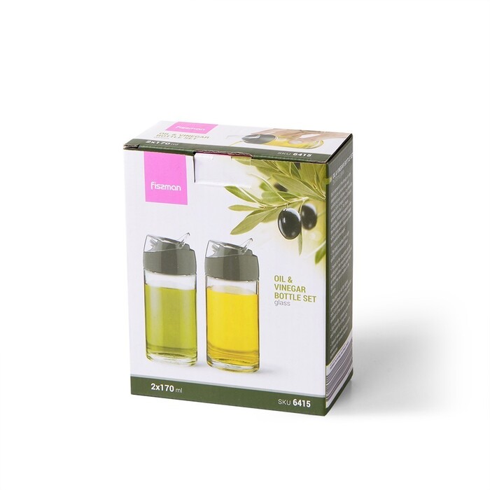 Набір пляшок для олії та оцту 2 х 170 мл скло Fissman