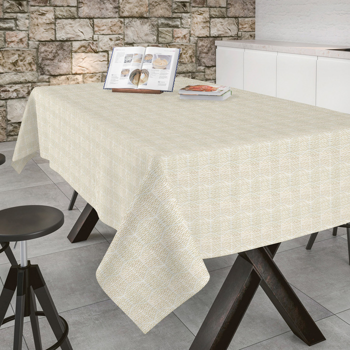 Скатертина Aitana textil Janco Oro в рулоні, жаккард люрекс, ширина 140 см