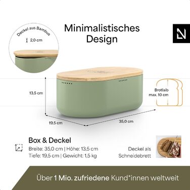 Хлібниця з бамбуковою  кришкою 35 x 19,5 x 13,5 см шавлієво-зелений LARS NYSØM