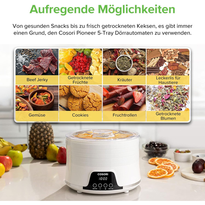 Дегідратор на 5 полиць 350 Вт, білий COSORI