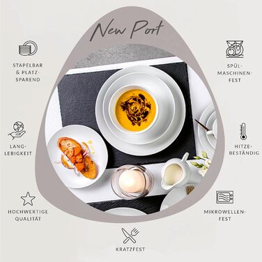 Столовий сервіз, білий, порцеляна (обідній сервіз 18 шт. на 6 персон) Sänger New Port