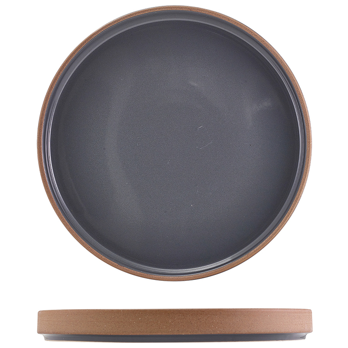 Тарілка презентаційна 25*2.5 см із низьким вертикальним бортом, Kava Dark Grey Stoneware Raw Wall, GenWare