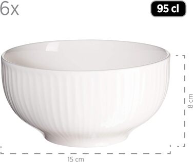 Обідній сервіз на 6 осіб з високоякісної готельної порцеляни білого кольору, набір тарілок з 12 предметів у вінтажному дизайні, міцна порцеляна (набір для сніданку 18 шт.), 931461 Dalia