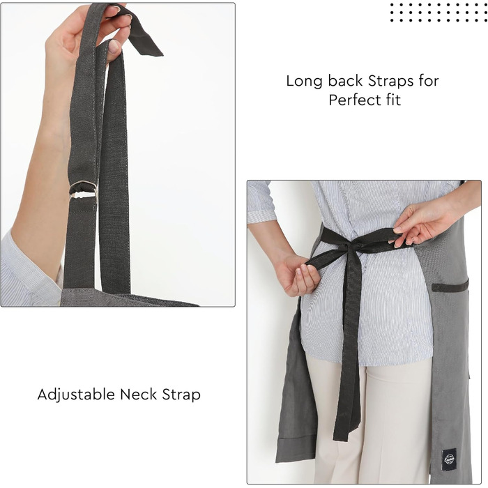 Регульований кухонний фартух з кишенями 68 x 85 см сірий Encasa XO