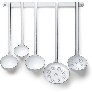 Набір Творця, 5 шт. , емаль, КЛАСИЧНИЙ БІЛИЙ, з гачком для підвішування, ретро, вінтажний, без ложечки смужка, 0576-033