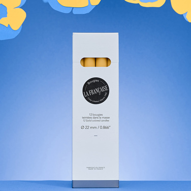 Набор прямых свечей Bougies La Française, желтые, 20 х 2,2 см, 65 г, 12 шт.