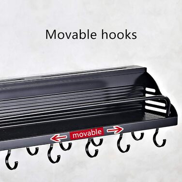 Настінний органайзер для кухонного приладдя 80 см чорний TouSuaRSi