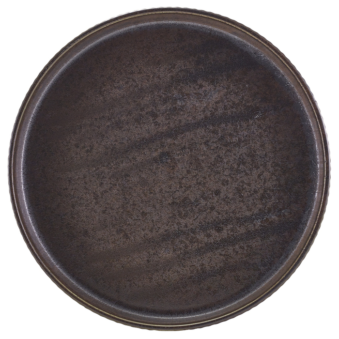 Тарілка презентаційна 25*3.5 см із вертикальним бортом, Terra Porcelain Black Fluted, GenWare