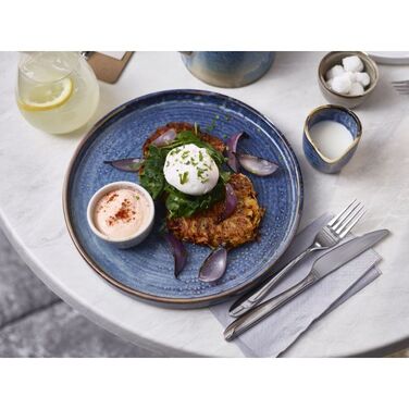 Тарілка презентаційна 25x2, 2 см з низьким вертикальним бортом, Terra Porcelain Aqua Blue, GenWare