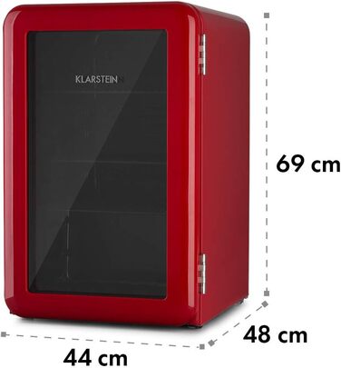 Міні-холодильник зі скляними дверцятами 70 л червоний Klarstein