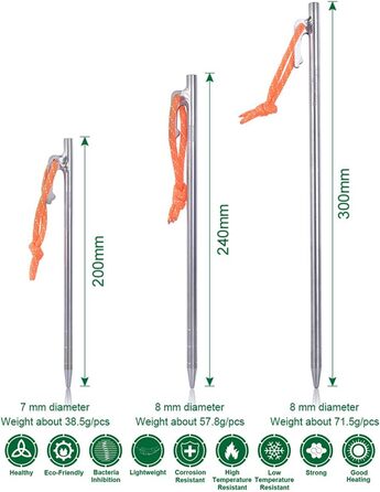 Безмежний Voyage 6 Pack Надміцні високоміцні кілочки для кемпінгових наметів з титанового сплаву для поїздок на свіжому повітрі, походів, садівництва (6 шт. (л))