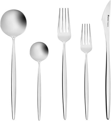 Новий набір столових приборів Karaca Porto Elegance з 60 предметів на 12 осіб, столові ложки, столові виделки, преміальна якість, здорові та гігієнічні, сучасний дизайн, тест набору столових приборів з нержавіючої сталі
