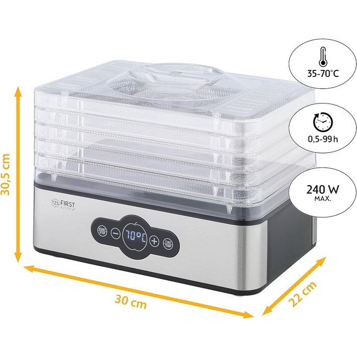 Дегідратор на 5 полиць, 240 Вт TZS First Austria