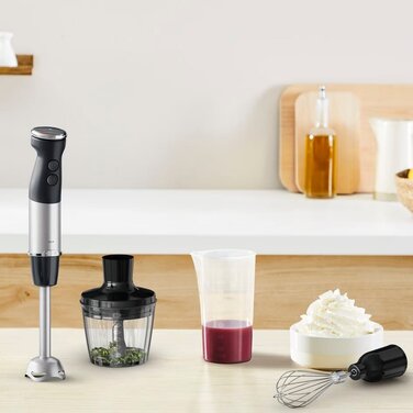 Tefal Блендер погружной Quickchef+ 1000Вт, 3в1, чаша-800мл, чоппер-500мл, турборежим, серебристо-черный