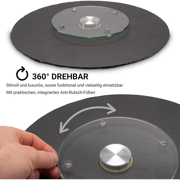 Круглая вращающаяся тарелка 30 см черная Fino Casa