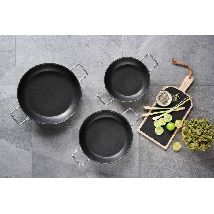 Сковорода для тушкування Schulte-Ufer Industar for Professionals з ручками з нержавіючої сталі в кольорі сріблясто-чорний, діаметр 28см, 163048-28 діаметр 28 см