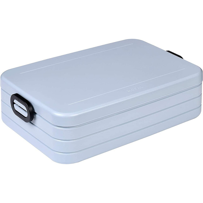 Ланч-бокс с Bento Box - На 4 бутерброда или 8 ломтиков хлеба - Ланч-бокс для небольших закусок и остатков еды - Ланч-бокс для взрослых - Коробка с едой с отделениями - (Old Nordic Blue, Lunchbox Duo Pack Large / Midi)
