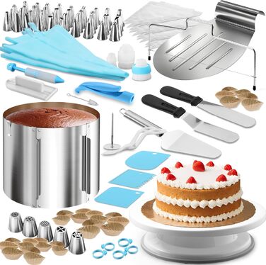 Тортове кільце 4smile регульована висота 20 см - деко з нержавіючої сталі Ø 16-30 см, стійка форма для торта - кругле регульоване кільце для торта, кругла рамка для випікання та прикраси