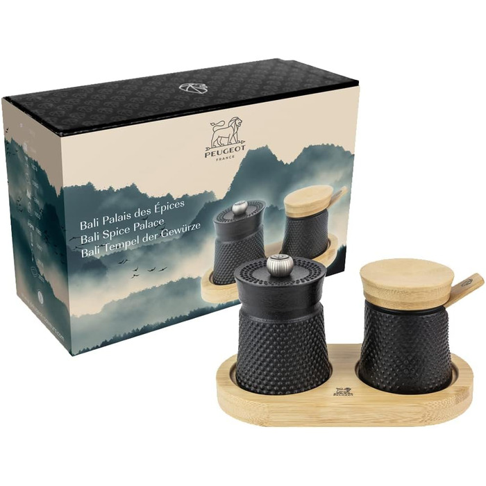 Ручний млин для перцю Peugeot Bali Fonte, класичне регулювання помелу, висота чавун, 35402 (один розмір, одинарний, чорний/натуральний)