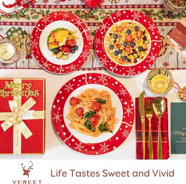 Серія 30-предметний порцеляновий різдвяний набір посуду на 6 осіб, різдвяний кавовий сервіз на 6 обідніх тарілок, 6 десертних тарілок, 6 супових тарілок, 6 кавових чашок та 6 блюдець (Санта Клаус, обідній сервіз на 18 осіб)