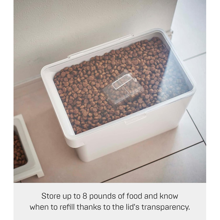 Контейнер для корму для домашніх тварин з мірним стаканчиком, білий, 6 л, сухий корм приблизно 3,5 кг, ABS СМОЛА/СИЛІКОН, 5611