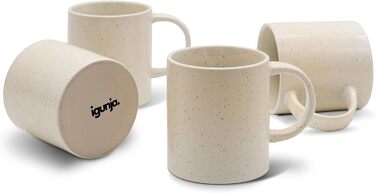 Набір керамічного посуду igunja, набір мисок та тарілок 12 предметів на 4 особи Високоякісний, 100 ручної роботи, набір посуду з реактивною глазур&39ю, зовні матовий, всередині глянцевий (бежевий, набір чашок)