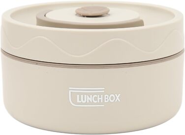 Термоконтейнер Tissting з ручкою, контейнер для гарячого обіду на 420 мл, коробка для обіду Bento, двошаровий портативний термоконтейнер круглої форми з нержавіючої сталі 304 (доступна для мікрохвильової печі білий)