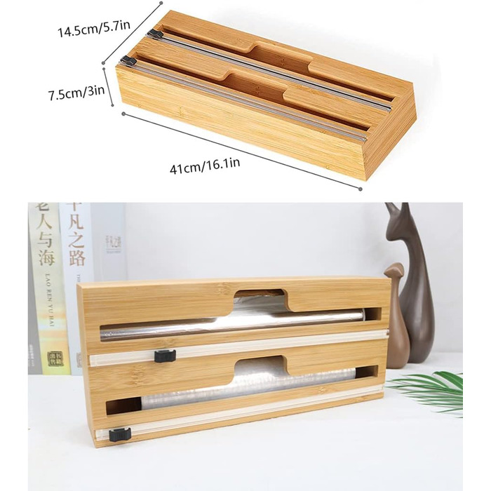 Диспенсер для рулонов фольги 38 см двойной, бамбук DOSYEN