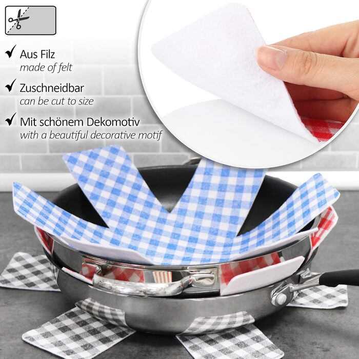 Набор из 9 фетровых подставок под горячее 38 см, синий/красный/черный Com-Four