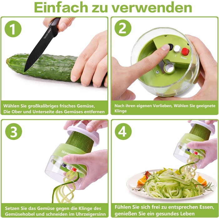 Спіральна овочерізка 4 в 1 ручна 8,7 см MOOREDLIFE