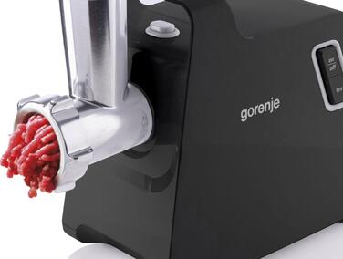 Gorenje Мясорубка, 1700Вт, 2,3кг/мин, 2 решетки, пластик/металл, черный