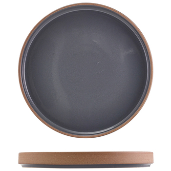 Тарілка презентаційна 25*2.5 см із низьким вертикальним бортом, Kava Dark Grey Stoneware Raw Wall, GenWare