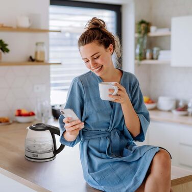 Скляний чайник малий - 1 літр і без бісфенолу А - в т.ч. Світлодіодне освітлення I Міні-чайник Скляний скляний чайник Безшумний I Маленька водоварка 1 л Водонагрівач бойлер чайник електричні чайники