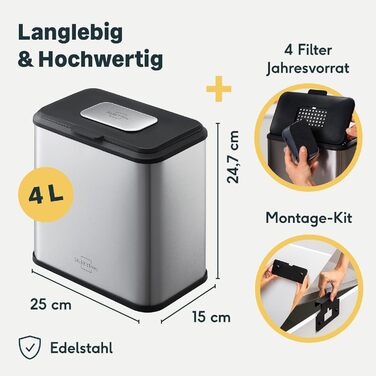 Контейнер для кухонного мусора 4 л с крышкой Silberthal