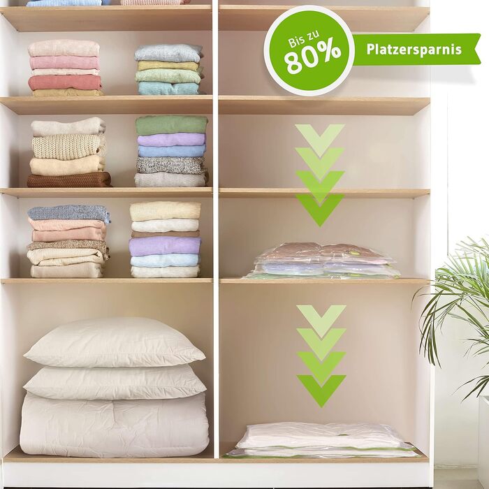 Вакуумні пакети для закочування - 10 шт. у 3 розмірах - Практичні компресійні мішки - Багаторазові сумки для зберігання в подорожах - без пилососа (6 шт. - Маленький (60 x 40 см))