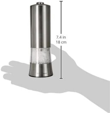 І GERA Керамічна шліфувальна машина нержавіюча сталь Точно регульований помел в т.ч. перцева начинка та батарейки Млин спецій Ø 6 x 18 см (соляний млин електричний)