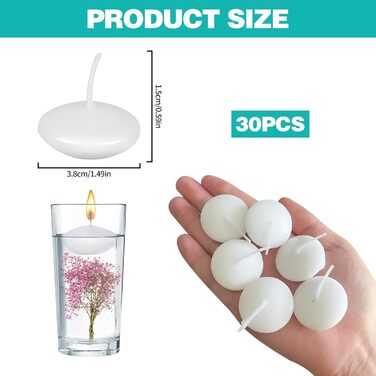 Набір із 30 плаваючих свічок білого кольору GOWTX