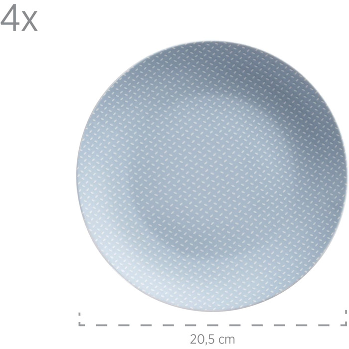 Набор посуды MSER 931566 Kitchen Time II на 4 персоны, 16 шт. Комбинированный сервиз с тонким рисунком, фарфор (синий)